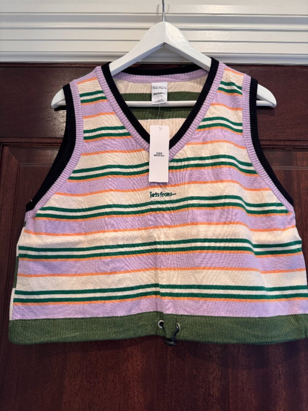 Urban Outfits Iets Frans Baseball Varsity Tan Vest Size L